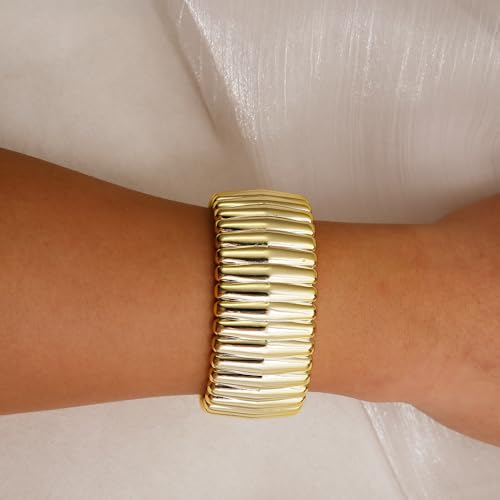 COLOYAN 3PCS Chunky Gold Cuff Bangle Bracelets For Women Teardrop Irregular Bangle Lightweigt Minimalist Open Silver Thick Gold Wrist Cuff Bracelet3