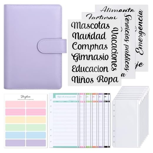 SKYDUE Agenda Ahorro Dinero Español, Organizador de Dinero, Libreta de Ahorro, Sistema de Sobres Para Ahorrar Dinero (Violeta)