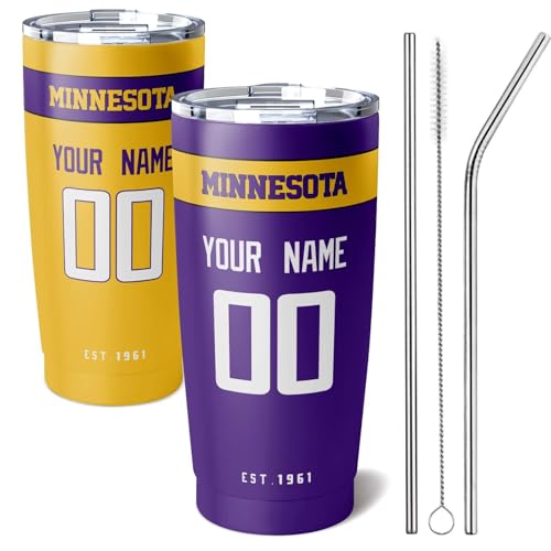 Image of ANTKING Minnesota Tumbler 20 oz Travel Coffee Cup Custom Name Number for Men Women Boy Gifts
