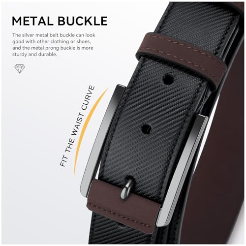 VANNANBA Men's Casual Leather Belt with Black Harness Buckle-Modern & Fashion Dress Belt for Work Business and Casual3