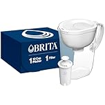 Brita 10 Cup Filter Pitcher with Smart Light Indicator, Reduces Chlorine taste and odour from Tap Water, Filters 151 Litres, Huron, White