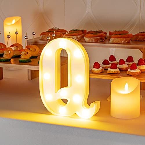 Image of Restaurantware-Illumify 6.8 x 1.2 x 8.7 Inch Light Up Letter, 1 Durable Marquee LED Light - Letter Q, Touchproof, White Plastic Party Light, Keyhole Slot, For Parties, Weddings, Or Special Events
