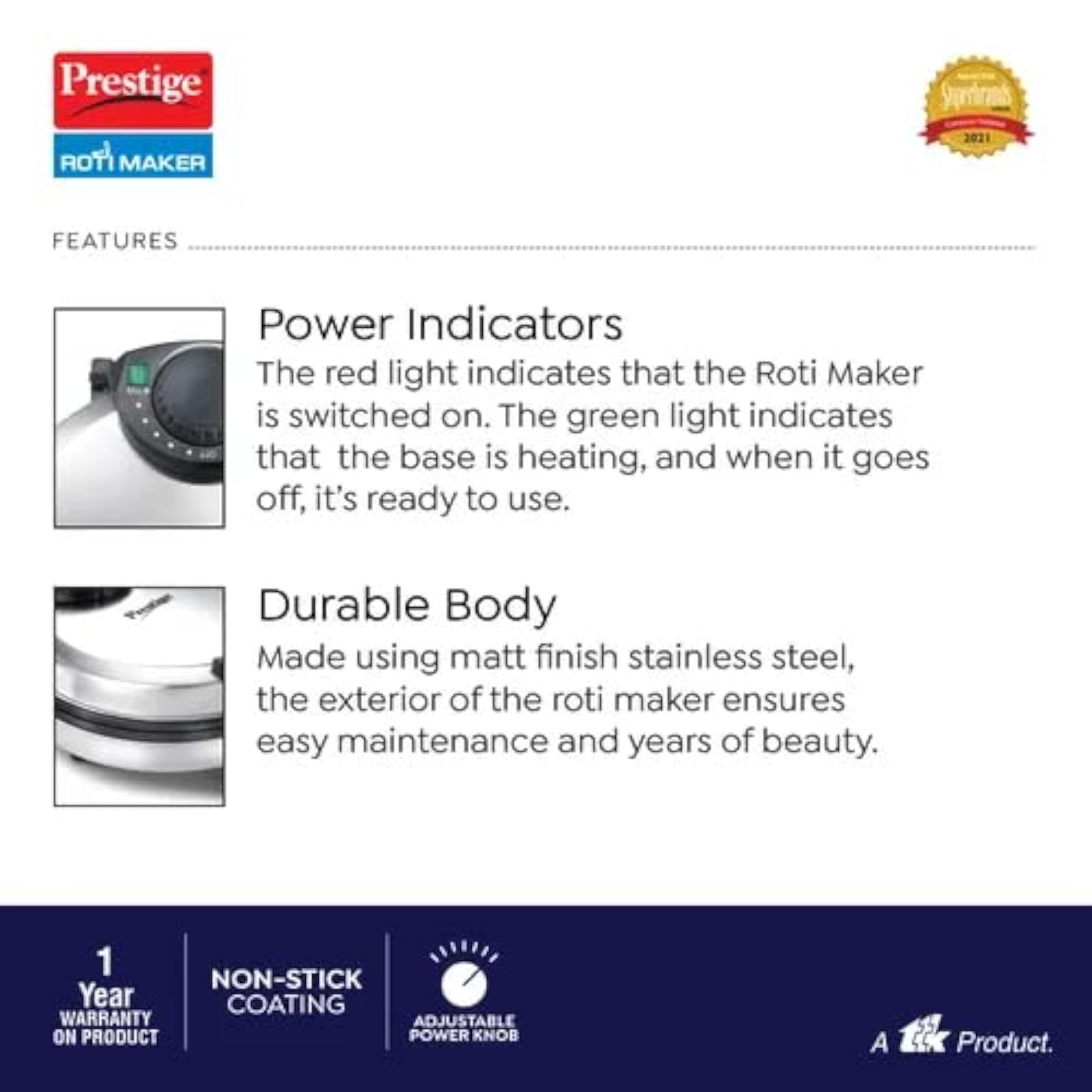 Plain Plate Roti Maker with Power Indicator