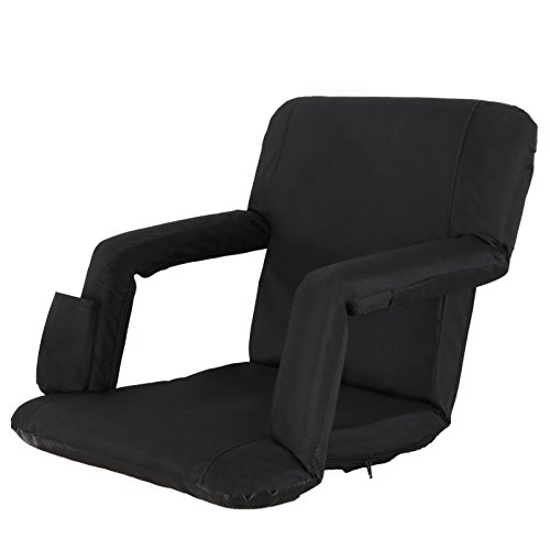 Smartxchoices Black Stadium Seat Chair Bleacher Seats 5-Reclining Positions Padded with Back Support