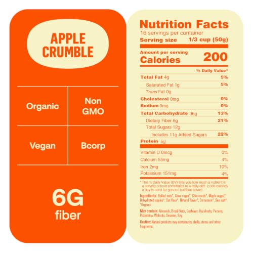 Image of Chialove Organic Overnight Chia with Oats Apple Crumble | Rich in Fiber & Protein, Vegan, Non-GMO | Ready to Eat Breakfast - 28 oz Bags - 2 Pack