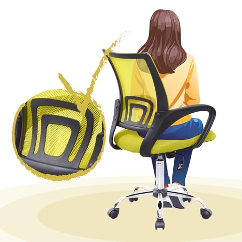 SVITA Cydney Kinder Schreibtischstuhl Bürostuhl Netzbezug Drehstuhl Stuhl Schreibtisch (Gelb) – Ansicht 6