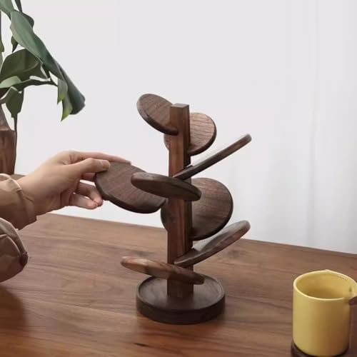 Dessous de verre en forme d'arbre en bois noble et objets décoratifs