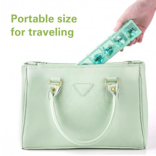 Image of BUG HULL Weekly Pill Organizer Large 2 Packs, Extra Large Travel Pill Organizers, Pill Box 7 Day, Travel Pill Case, Medicine Pill Organizer for Medications (Lavender+Light Cyan)