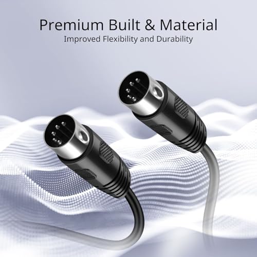 TNP MIDI Câble (1FT, 1 Boîte) - 5 Épingle DIN Hommes Audio MIDI à MIDI Connecteur Interface Jack câble fil de connexion