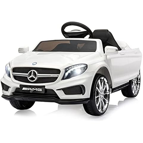 12V Electric Car for Kids, Toddler Electric Vehicle, Children Ride On Toy with Parental Remote Control, Battery Powered Wheels, Double Doors, 5 Point Safety Belt,LED Light (White) Cover