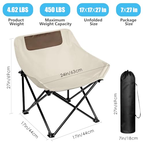 Silla Plegable para Camping Ultraligera Herb Life, Capacidad 450 Libras, Color Off-white, Marco de Acero Inoxidable, Ideal para Adultos al Aire Libre miniatura 3