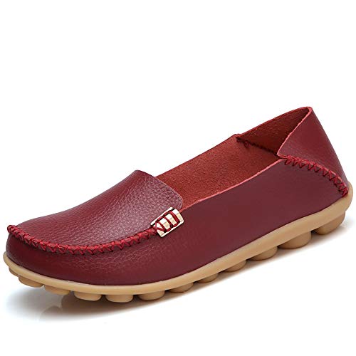 Women's Classic Comfort Leather Penny Loafers Casual Slip-Ons Lightweight Walking Flats Driving Mocs Boat Shoes