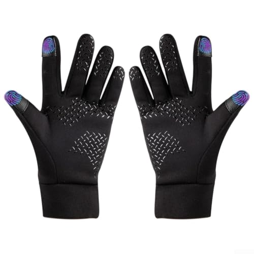 Posheliox Gants thermiques pour le ski et la course à pied avec | Gants thermiques légers avec écran tactile à deux doigts, poignée en silicone antidérapante et extensible, pour le ski,