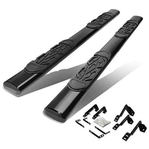 6 Inches Oval Tubing Side Step Nerf Bar Running Board Compatible with Silverado Sierra 1500 2500 3500 Extended Cab 99-14, Stainless Steel, Black Powdercoated