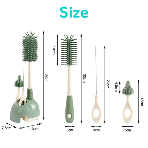 Vicloon Silicone Baby Bottle Brush, 4 in 1 Stand Bottle and Teat Cleaning Brush - Image 2