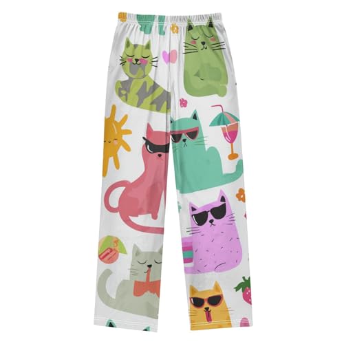 Cat Watermelon Boys Long Pants Soft Trousers Elastic Waist Kids Lounge Bottoms with Pockets S-XL2