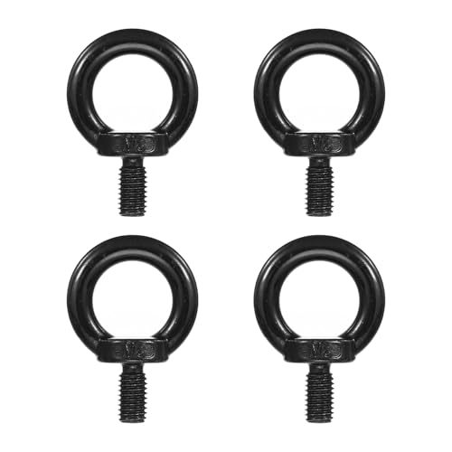 Image of PATIKIL Lifting Eye Bolts M8 x 15mm, 4 Pcs 304 Stainless Steel Shoulder Ring Threaded Screw Machinery Shoulder Eyebolt for Lifting Hanging, Black