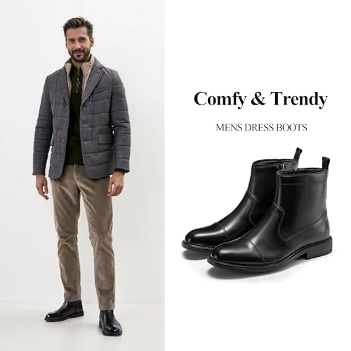 Arkbird Mens Chelsea Dress Boots with Side Zipper, Genuine Leather Classic Fashion Slip-on Ankle Dress Boots for Men2