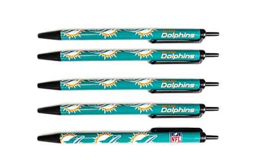 NFL Miami Dolphins Disposable Black Ink Click Pens, 5-Pack