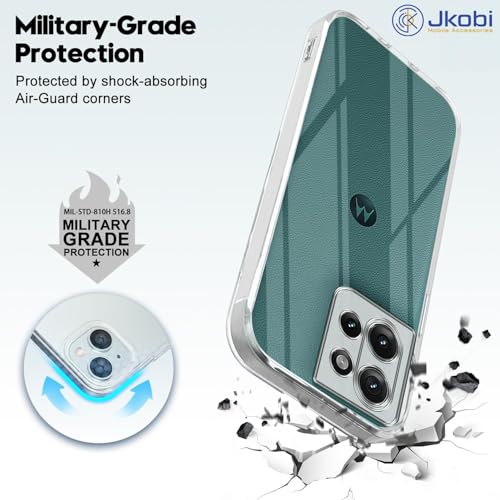 Image of Jkobi Back Cover for Motorola Moto Edge 50 5G (Camera Protection and Dust Plugs with Silicone Clear Shockproof Case | Transparent)