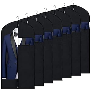 SORON 43″ Garment Bags for Hanging Clothes, 7 Packs Garment Bag, Moth-Proof Breathable Dust Suit Cover for Closet Storage for Suits, Shirts, Coats, and Jackets, Suitable for Adults and Children