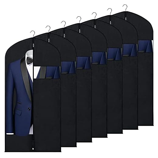 SORON 43" Garment Bags for Hanging Clothes, 7 Packs Garment Bag, Moth-Proof Breathable Dust Suit Cover for Closet Storage for Suits, Shirts, Coats, and Jackets, Suitable for Adults and Children