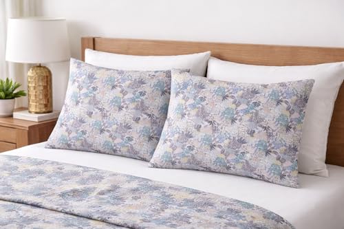 Image of Microfiber Pillow Cover 17x27 Inch (Pack of 2) | Soft & Durable | Ideal for Bed & Sofa Garden Floral Print