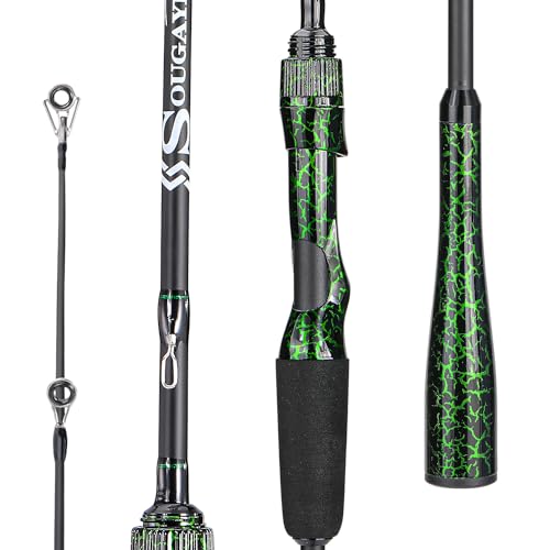 Sougayilang Berdea L Caña de Pescar 2 Piezas Fibra de Carbono IM6 Fuerte para Casting y Spinning para Bass, Trucha, Walleye, Bagre miniatura 1