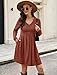 OFEEFAN Plus Size Formal Dresses for Women Cowboy Chic Winter Clothing Long Sleeve Homecoming Dress V Neck Empire Waist Boho Dress Fall Fashion Caramel XL