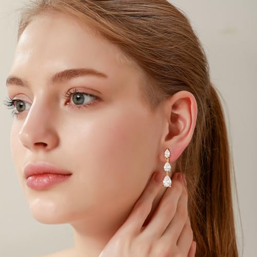 Gold Clip on Earrings for Women Cubic Zirconia Dangle Drop Earrings Gold Non Pierced Heart Diamond Earring for Women Jewelry Party Prom Wedding3