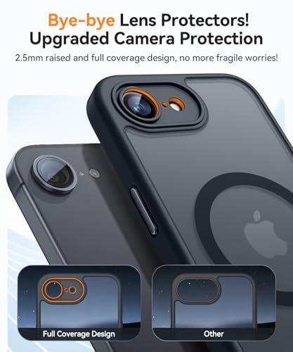 Image of CANSHN Magnetic for iPhone 17e / 16e Case, Upgraded [Full Camera Protection] [Compatible with Magsafe] [Translucent Matte] Shockproof Protective Phone Case for iPhone 17e / 16e - Black