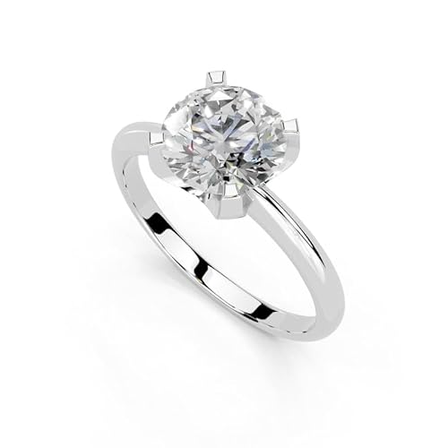 Round Cut Classic Solitaire Lab Grown Diamond Engagement Wedding Anniversary Ring In 14K Gold Platinum for Women (1-3 Ct, F-G Color, VS1-VS2 Clarity) IGI Certified, 4.5, Metal, Created Diamond