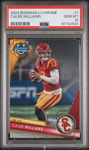 Graded 2023 Topps Bowman U Chrome Caleb Williams #1 Rookie RC Football Card PSA 10 Gem Mint