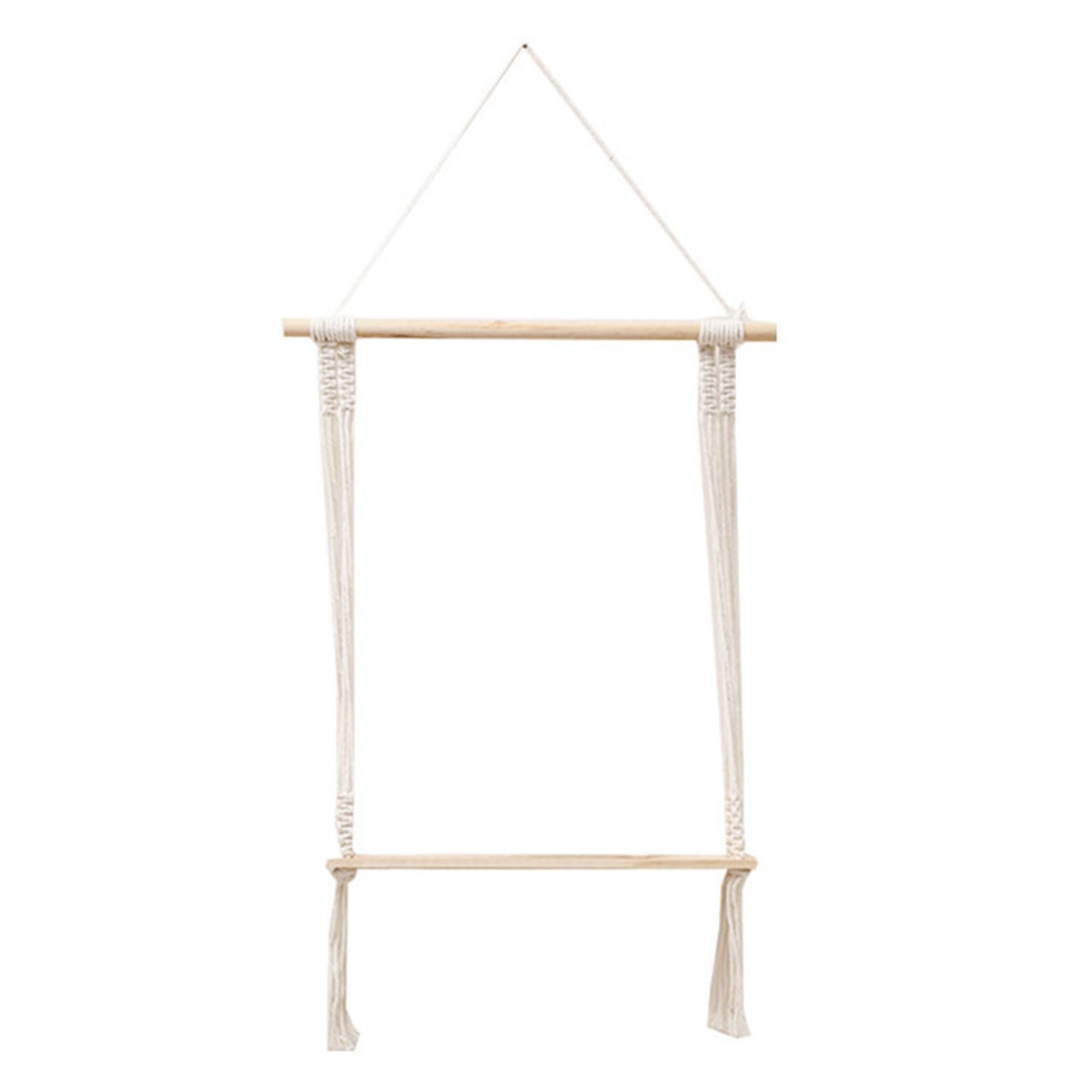 Kalttoy Simple Wood Rod Stand Unique Handwovens Tapestry Wall Plant Hangings Shelf Rack for Various Room Apartment, Bedroom Study