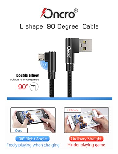 Image of Braided 90 Degree right angle L shape USB cable Data Cable Fast Charging Micro USB short power bank cable Samsung galaxy vivo oppo android smartphones mini 25cm use wall charger 4a max,Black