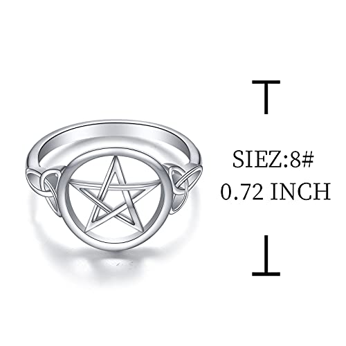 DAOCHONG S928 Sterling Silver Pentagram Amulet Pentacle Celtic Knot Star Witch Ring for Women Men Jewelry - Thumbnail 6