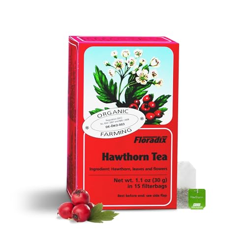 Floradix Premium Berry Herbal Tea - Hawthorn Berry Tea Bags, Organic, 15 Count (2g each)