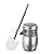 Crackled Glass Toilet Brush with Holder - Silver Toilet Bowl Cleaner Brush and Holder - Good Grip, Deep Cleaning, Decorative Design Compact Toilet Bowl Scrubber