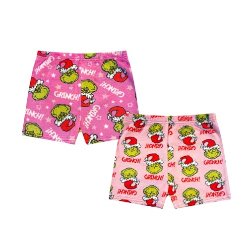 Dr. Seuss The Grinch Girls 2 Pack Pajama Short Set - Kids Soft Christmas PJs Loungewear - Holiday Sleepwear - Official Product
