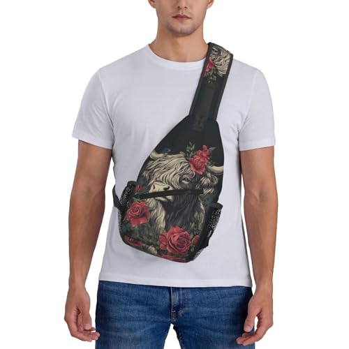 Mochila cruzada Yak Rose Pattern ligera para viaje unisex miniatura 7