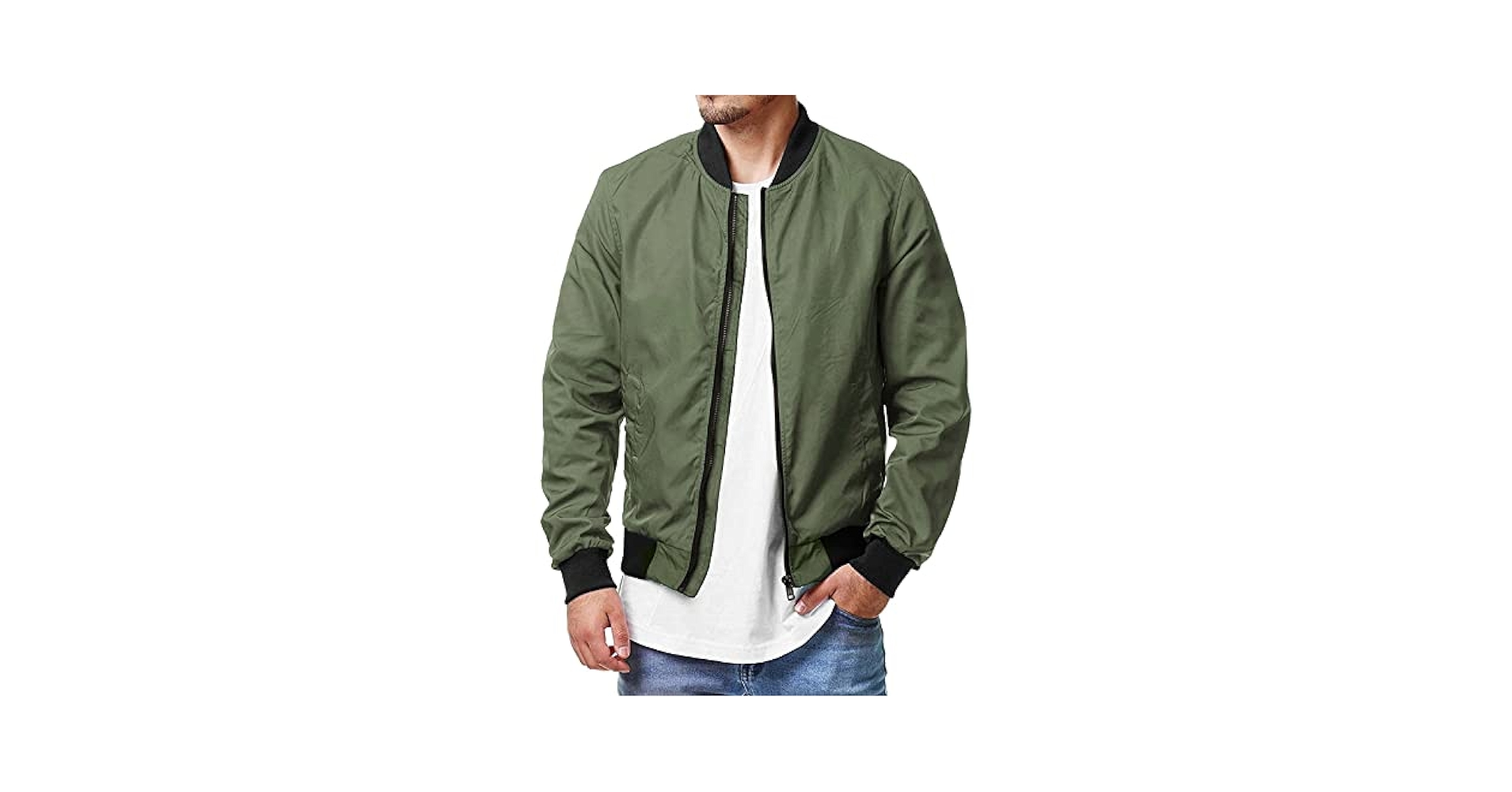 Mens Lightweight Bomber Jacket Zip Up Causal Varsity Flight