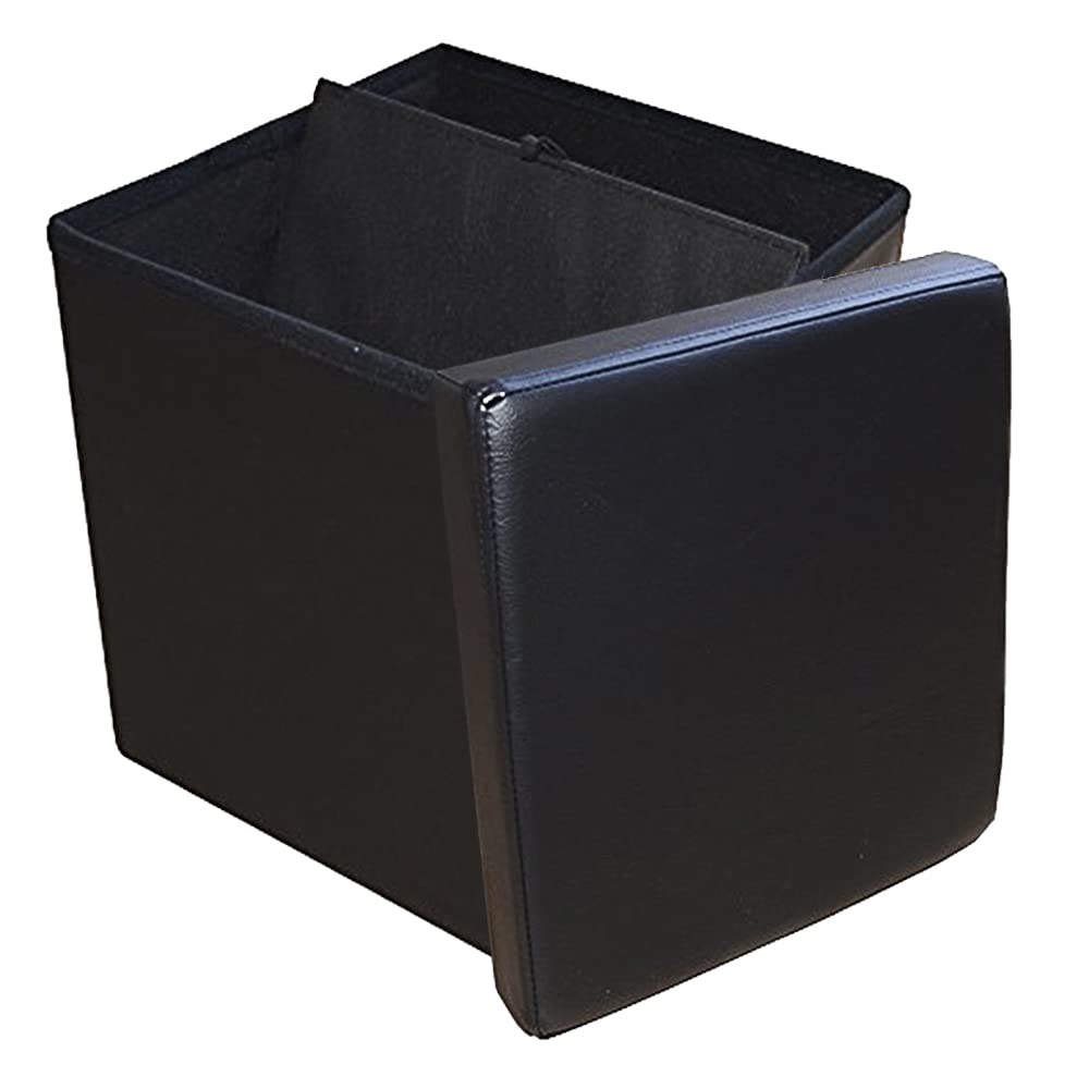 Style home 2er Set Sitzhocker Sitzbank mit Stauraum, Faltbare Aufbewahrungsbox Sitztruhe Sitzwürfel Fußablage, Kunstleder, 38 * 38 * 38 cm (Schwarz)