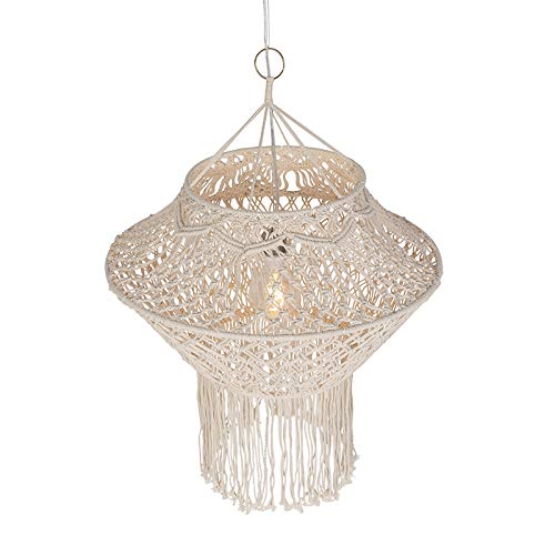 Qazqa Esstisch Landhaus Pendelleuchte, Pendellampe - String Hl - Beige, Rund, 59cm, Ideal als Esszimmerlampe, Flur, Schlafzimmerlampe und Wohnzimmerlampe