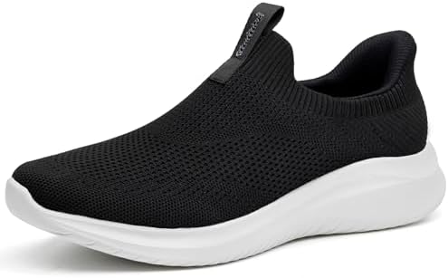 （19:00時点） [フォクスセンス] スニーカー 【立ったままスッと履ける 手を使わない 理学療法士推薦】 ウォーキングシューズ メンズ レディース スポーツ スリッポン ランニングシューズ ローファー カジュアル 紐なし 世界一快適 通勤 歩きやすい 立ち仕事 軽量 ブラック/ホワイト 27.0cm T507-02