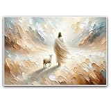 Jesus and the Lamb oil painting Jesus chasing the lost lamb oil painting Jesus mural bedroom fun poster Jesus mural Jesus Sacred Heart Jesus portrait artwork Jesus Christ Christian poster Jesus poster