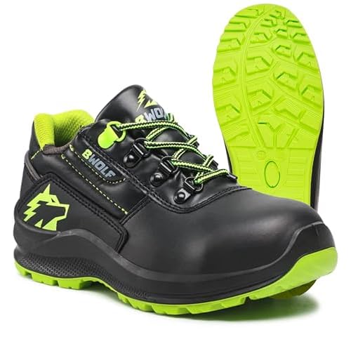 BWOLF SPYKE Arbeitsschuhe Herren S3 Sicherheitsschuhe Herren S3 wasserdicht, ölbeständig, rutschhemmend mit 4x4 Grip Technologie mit ergonomischer Wechselsohle (mit Stahlkappe, Numeric_45)
