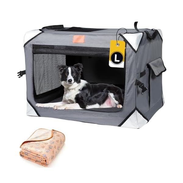 Collapsible-Large-Dog-Crate-Portable-Dog-Crates-for-Large-Dogs-Foldable-Dog-Travel-Crate-Soft-Sided-36-x-25-Inch-Soft-Large-Dog-Cage-Kennel-Indoor-Outdoor-Ventilated Soft Sided Kennel for Small Dogs