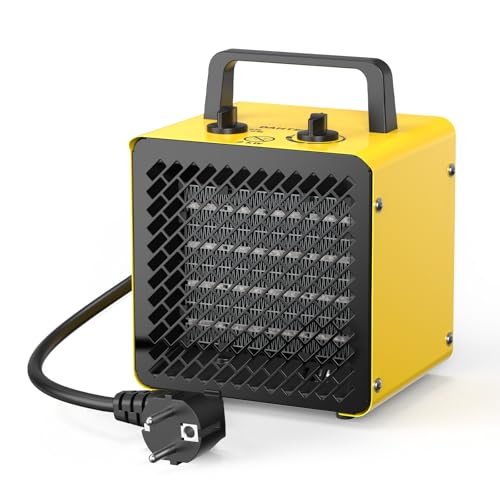DAHTEC Radiateur électrique 2000W - Céramique - Chauffage Soufflant - Mini Chauffage d'appoint - Chauffe Rapide & Économie d'Énergie - Conception compacte pour bureau - Jaune