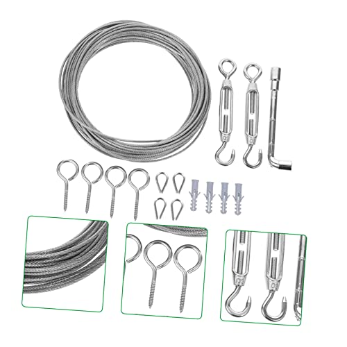 Kit de cuerda de acero ULTECHNOVO 1 set con tensor para cable aislado para uso exterior miniatura 4