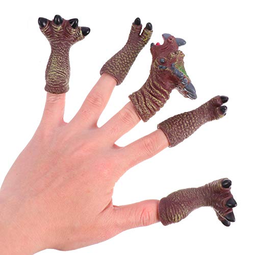 TOYANDONA 2 conjuntos de brinquedos de dinossauro, fantoche de dedo de dinossauro, cabeça de dinossa